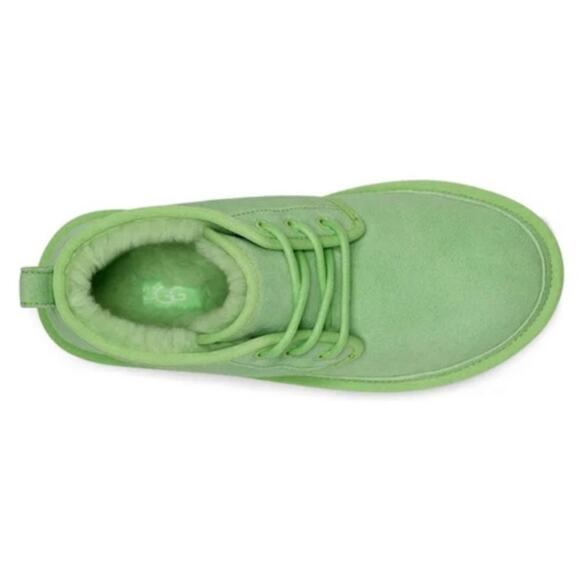 NEW UGG Suede Fur Neumal Boot Lace Up Chukka Ankle Booties Parakeet Green 13 - Picture 6 of 16